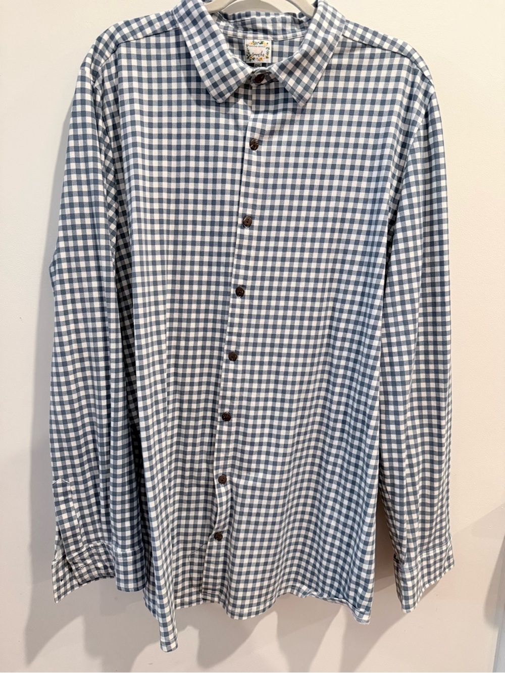 Saving Grace Smocks Dusty Blue Gingham Button-down